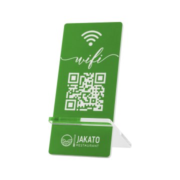 Information stand with QR code - green engraving laminate - size 50x110mm - ST061
