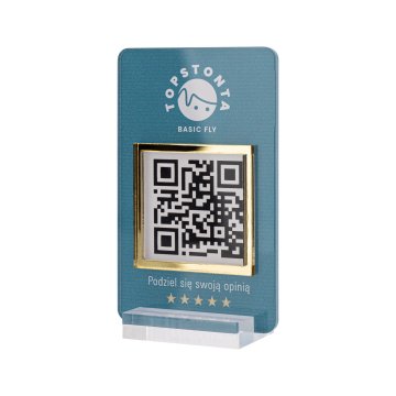 Information stand with QR code - transparent acrylic with UV print - dimensions 55x95mm - ST062