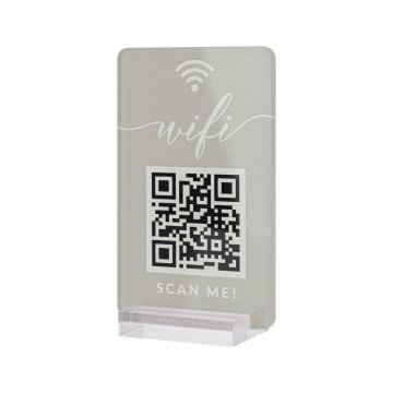 Information stand with QR code - transparent acrylic with UV print - dimensions 55x95mm - ST077