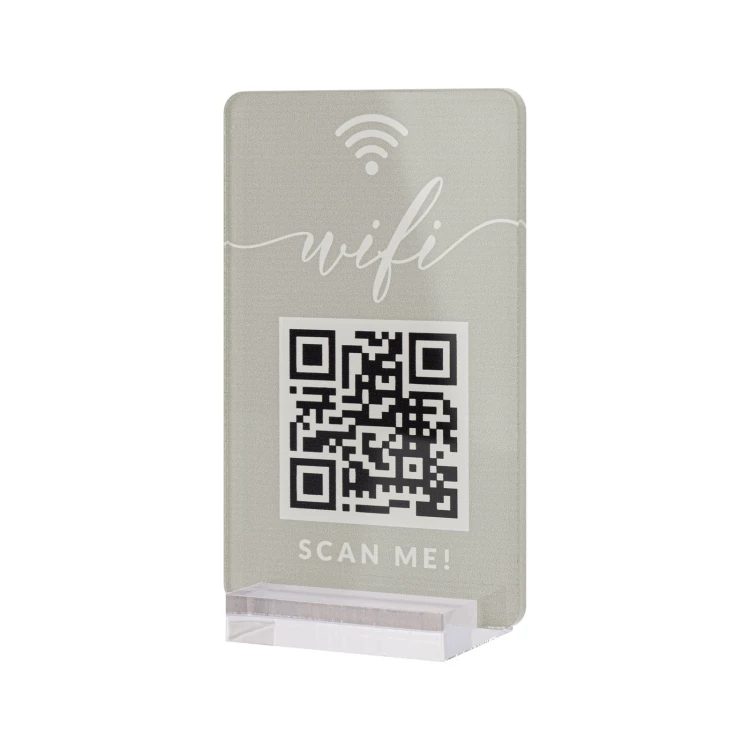 Information stand with QR code - transparent acrylic with UV print - dimensions 55x95mm - ST077