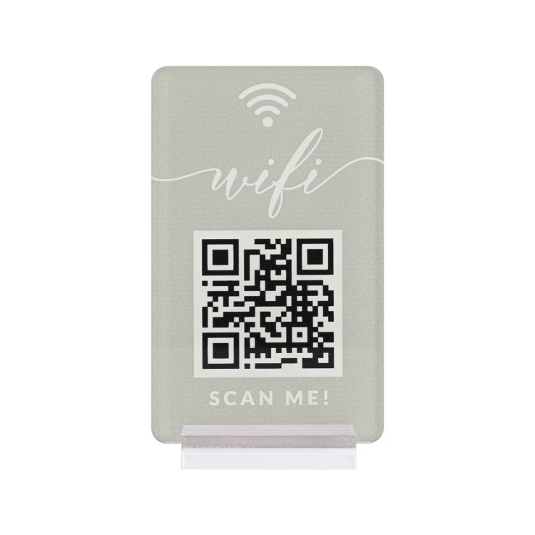 Information stand with QR code - transparent acrylic with UV print - dimensions 55x95mm - ST077
