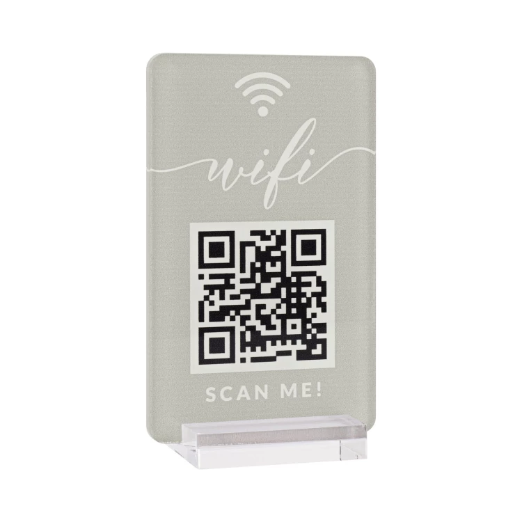 Information stand with QR code - transparent acrylic with UV print - dimensions 55x95mm - ST077