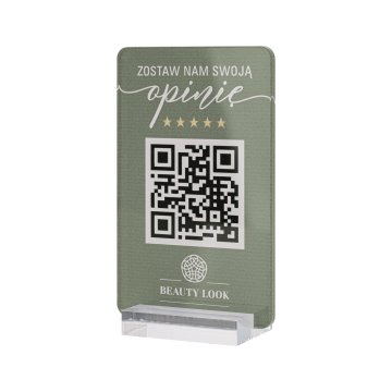 Information stand with QR code - transparent acrylic with UV print - dimensions 55x95mm - ST076