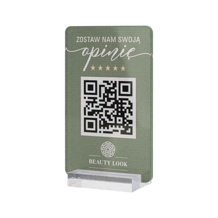 Information stand with QR code - transparent acrylic with UV print - dimensions 55x95mm - ST076