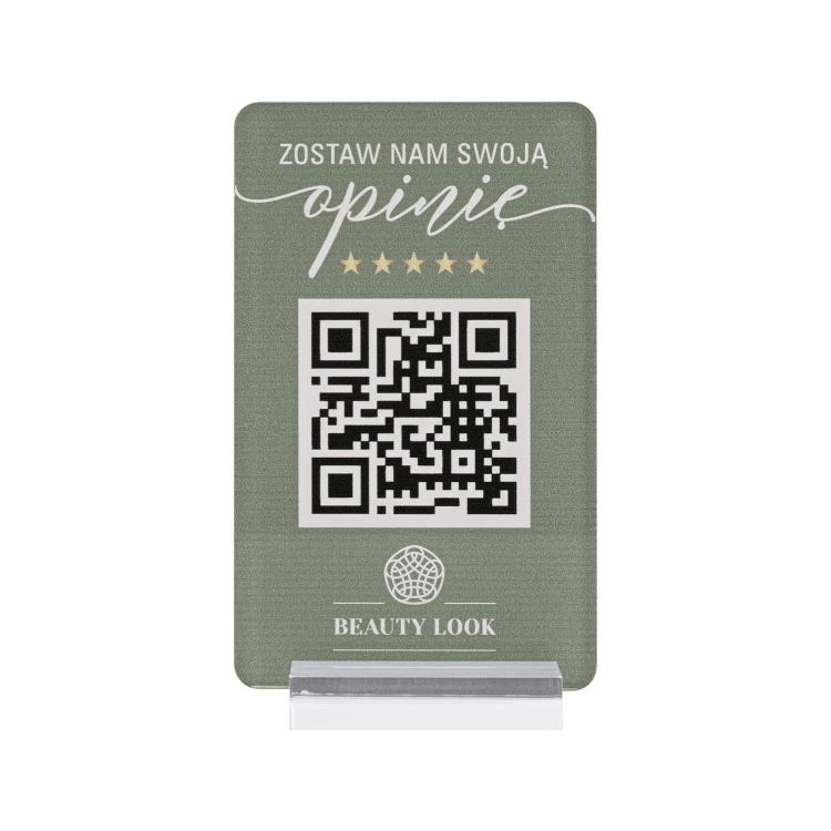 Information stand with QR code - transparent acrylic with UV print - dimensions 55x95mm - ST076