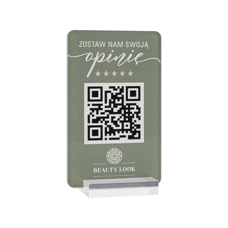 Information stand with QR code - transparent acrylic with UV print - dimensions 55x95mm - ST076