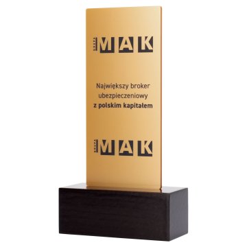 Information stand with company logo - gold acrylic on wooden pedestal - ST056