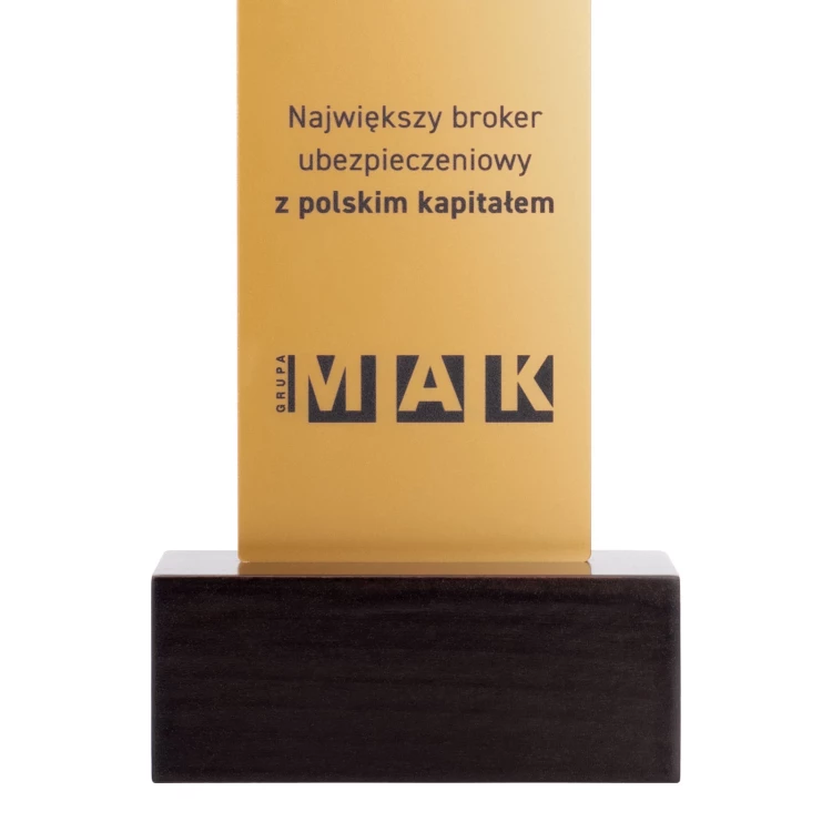 Information stand with company logo - gold acrylic on wooden pedestal - ST056