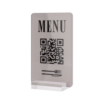 Menu stand with QR code - transparent acrylic with UV print - dimensions 55x95mm - ST063