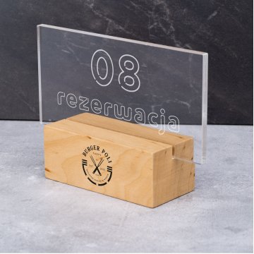 Reservation Stand - Clear Plexiglass on Wooden Pedestal - ST046