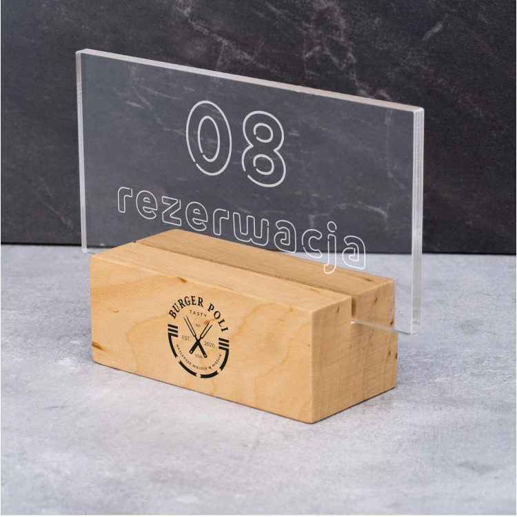 Reservation Stand - Clear Plexiglass on Wooden Pedestal - ST046