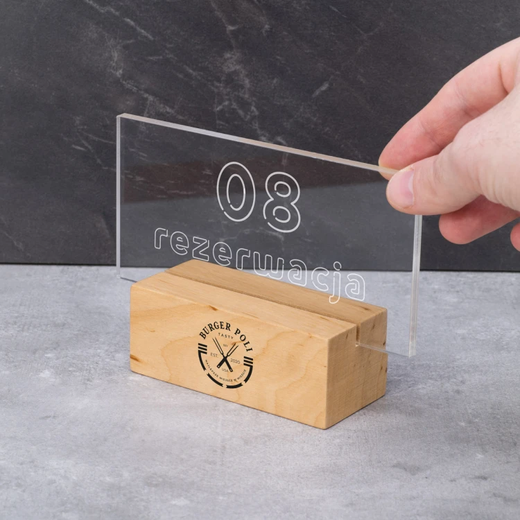 Reservation Stand - Clear Plexiglass on Wooden Pedestal - ST046