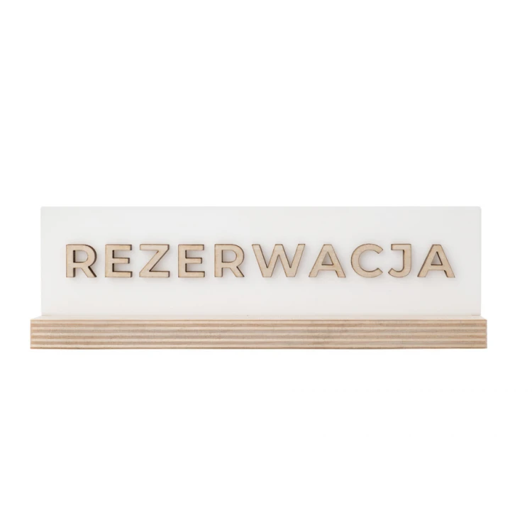 Reservation Stand - White Acrylic on Wooden Pedestal - ST043