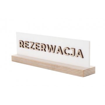 Reservation Stand - White Acrylic on Wooden Pedestal - ST043