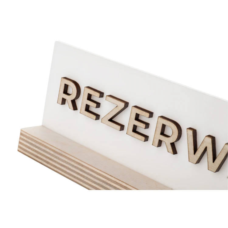 Reservation Stand - White Acrylic on Wooden Pedestal - ST043