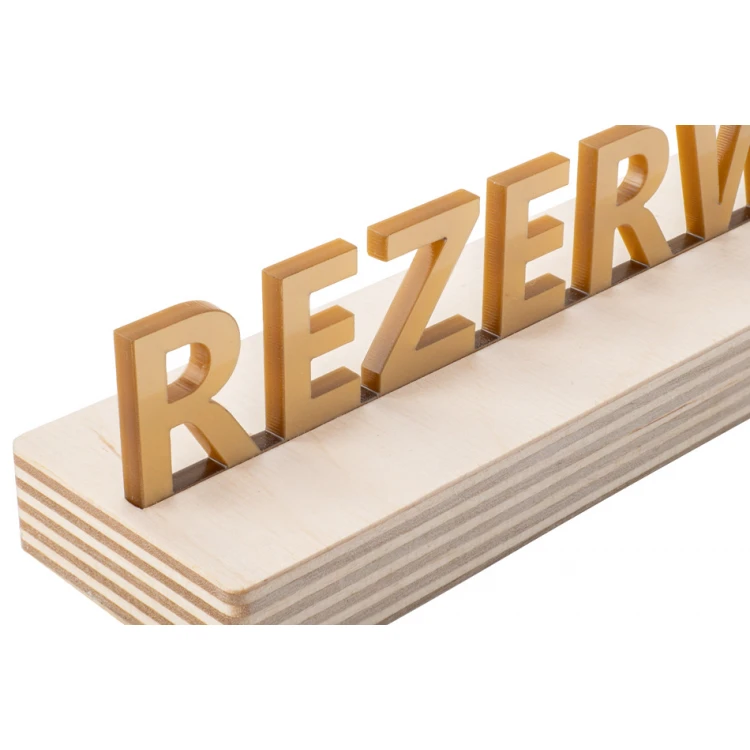 Reservation Stand - Gold Acrylic on Wooden Pedestal - ST042