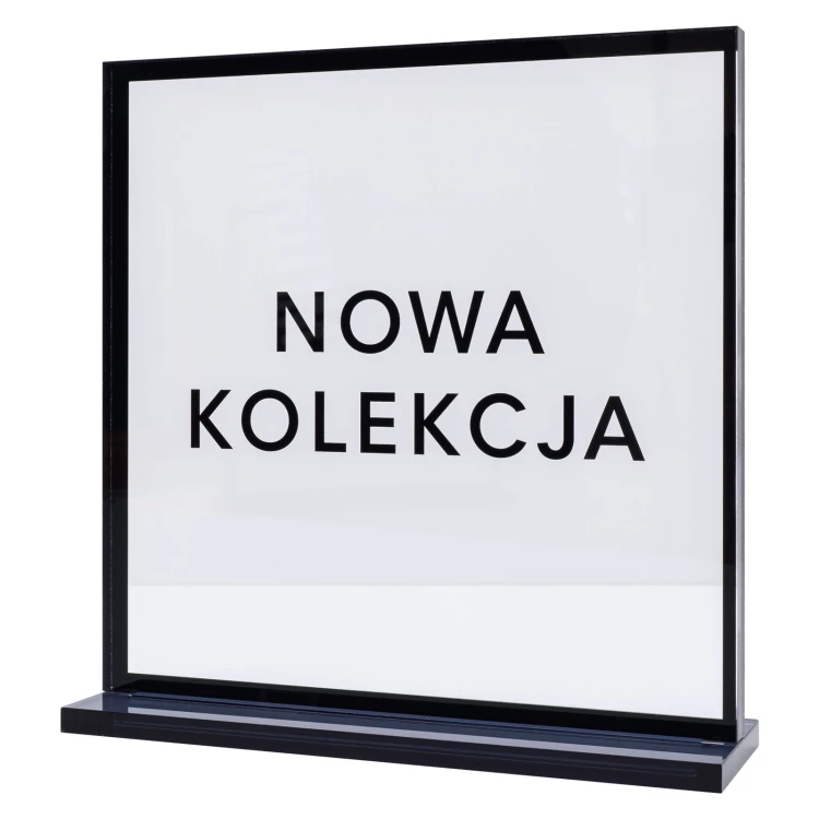 UV printed shop stand - smoked acrylic - height 20 cm - ST080