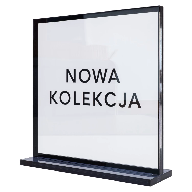 UV printed shop stand - smoked acrylic - height 20 cm - ST080
