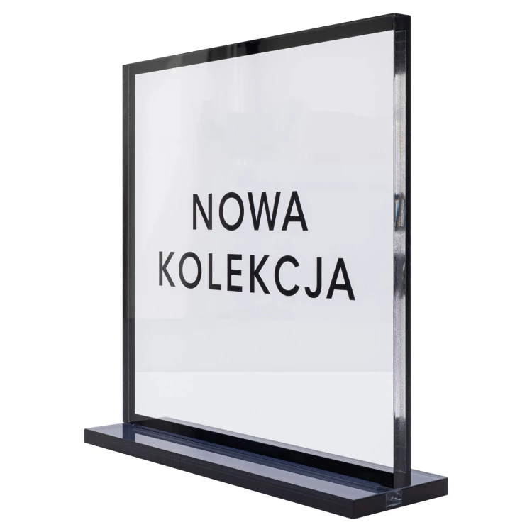 UV printed shop stand - smoked acrylic - height 20 cm - ST080