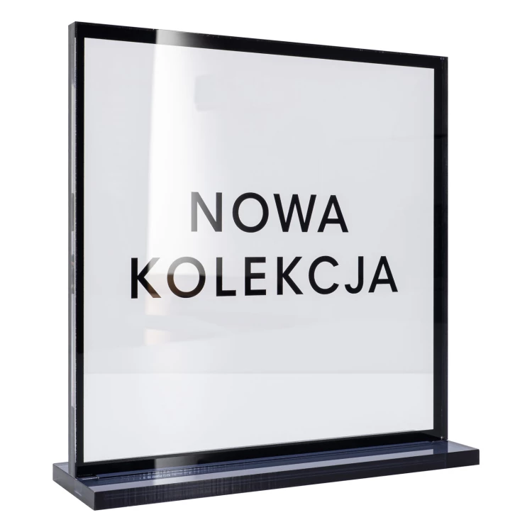 UV printed shop stand - smoked acrylic - height 20 cm - ST080