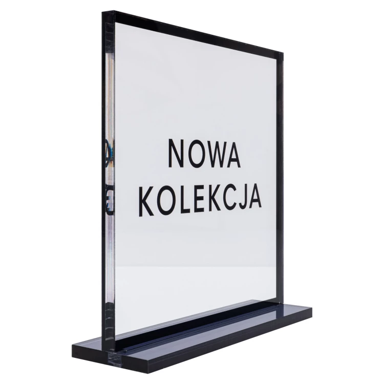 UV printed shop stand - smoked acrylic - height 20 cm - ST080