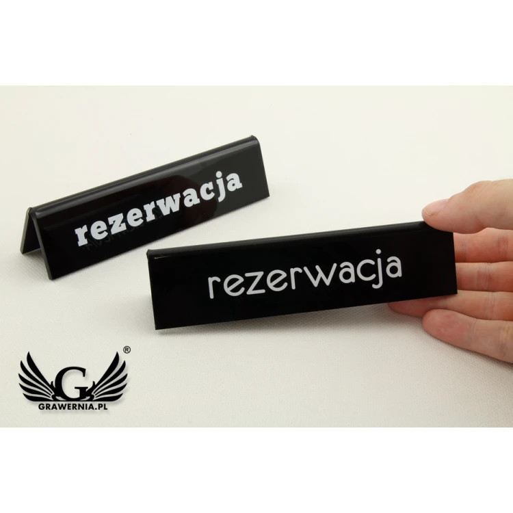 Reservation - stand for tables - dim. 140x35mm - black acrylic - REZ005