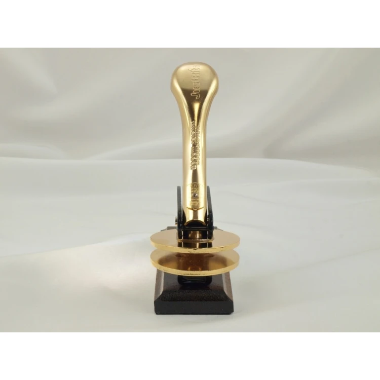 Just - Gold & Wood Dry Seal - Exclusive Desk Stamp with Wooden Stand
