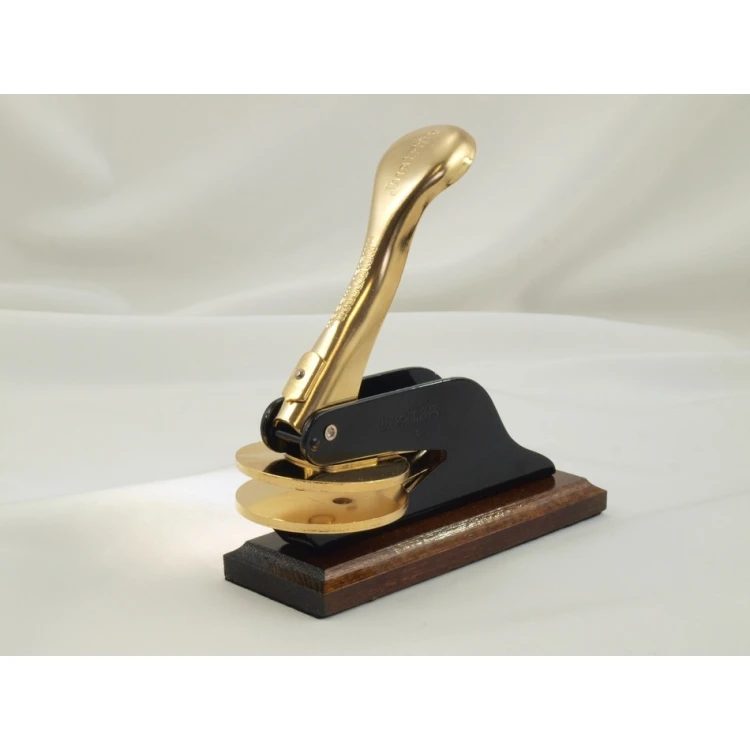 Just - Gold & Wood Dry Seal - Exclusive Desk Stamp with Wooden Stand