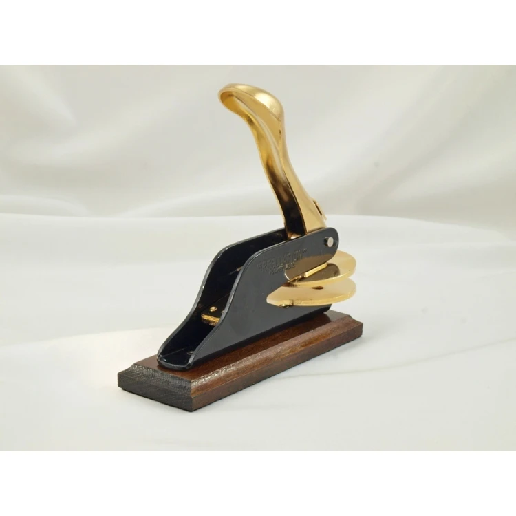 Just - Gold & Wood Dry Seal - Exclusive Desk Stamp with Wooden Stand