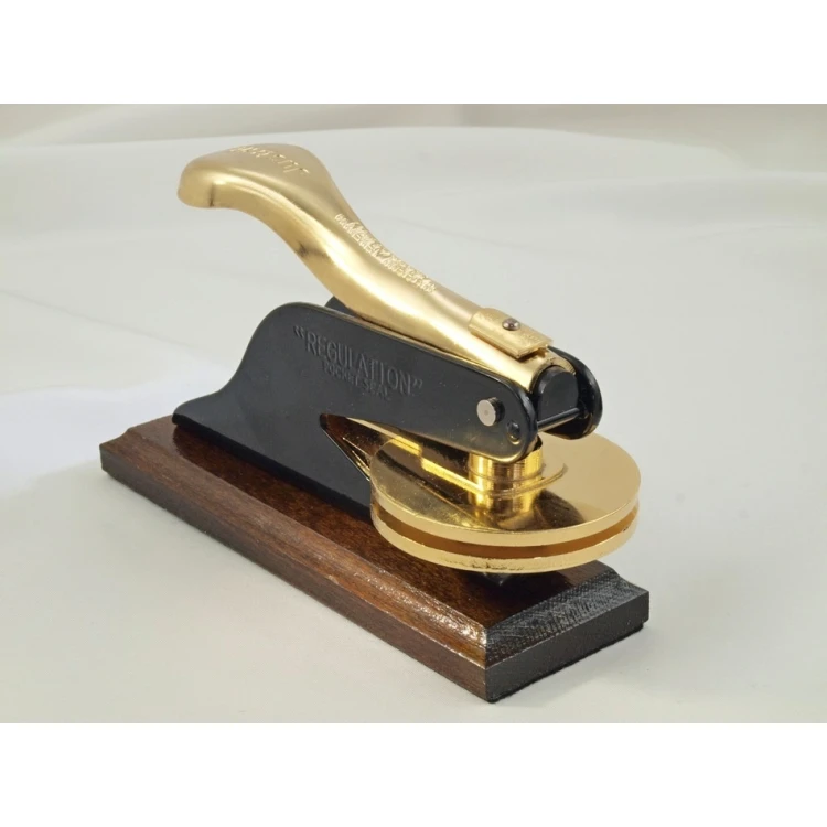 Just - Gold & Wood Dry Seal - Exclusive Desk Stamp with Wooden Stand
