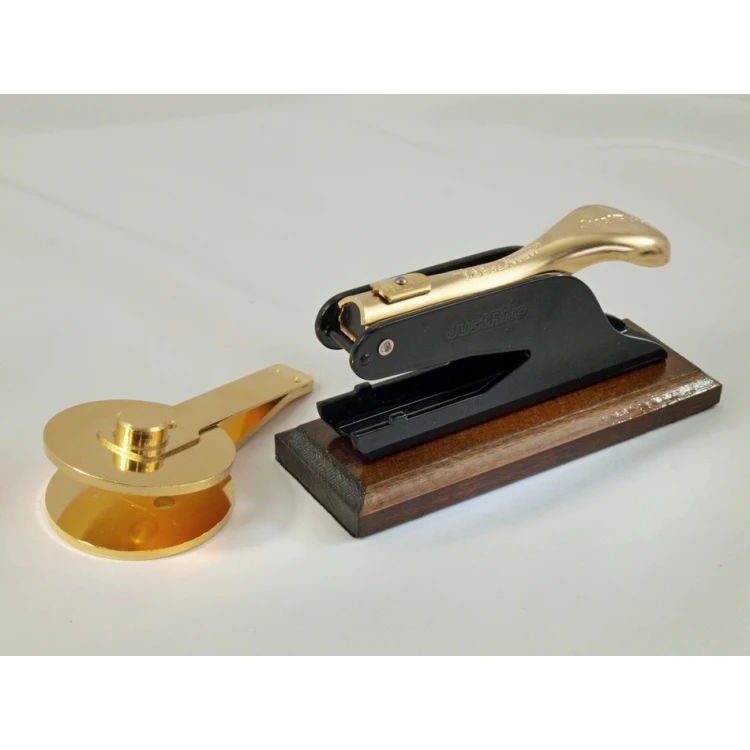 Just - Gold & Wood Dry Seal - Exclusive Desk Stamp with Wooden Stand