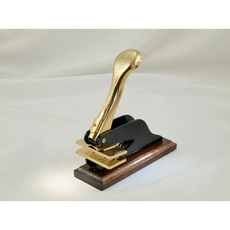 Just - Gold & Wood Dry Seal - Exclusive Desk Stamp with Wooden Stand