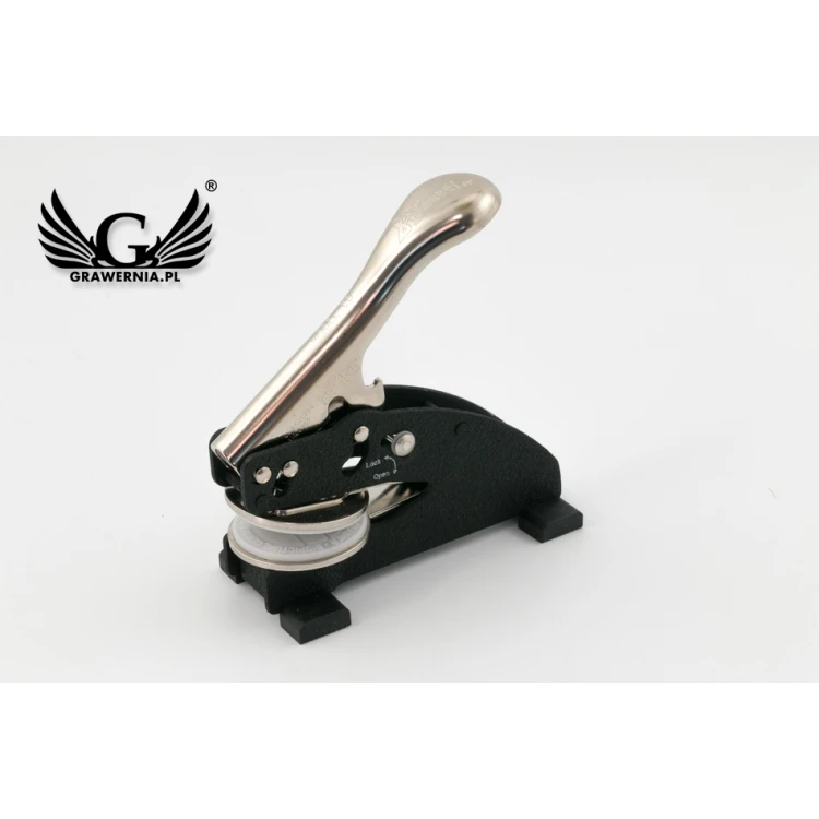 Shiny Dry Seal - round imprint 40mm or 50mm - desk stamp with legs