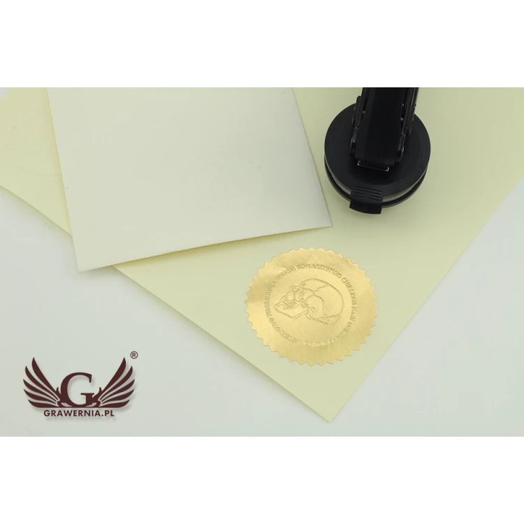 Trodat Dry Stamp - round imprint 40mm or 50mm - desk stamp with legs