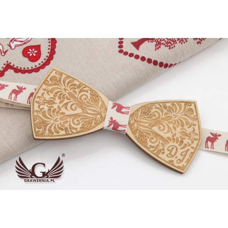 Christmas Laser Engraved Bow Tie - Leaves - MDR036