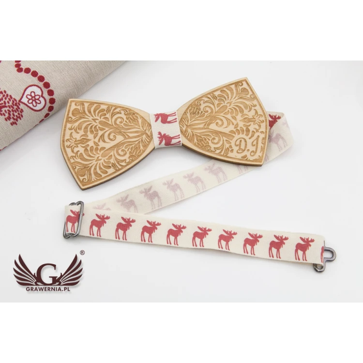 Christmas Laser Engraved Bow Tie - Leaves - MDR036