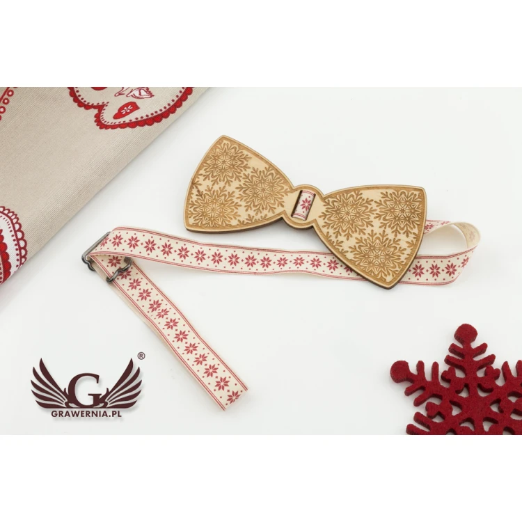 Christmas Laser Engraved Bow Tie - Snowflakes - MDR037