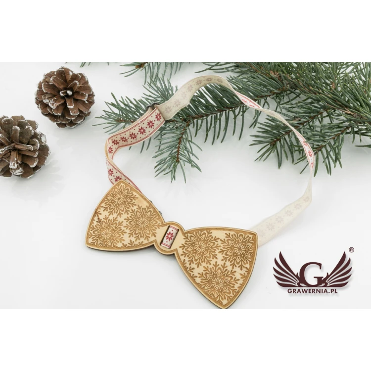 Christmas Laser Engraved Bow Tie - Snowflakes - MDR037