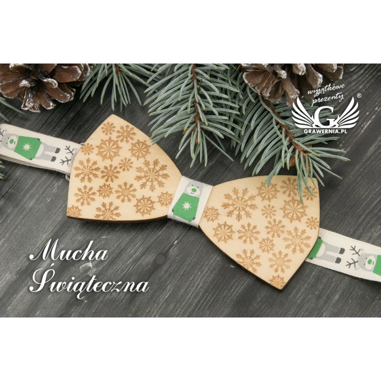 Christmas Laser Engraved Bow Tie - Snowflakes 2 - MDR038