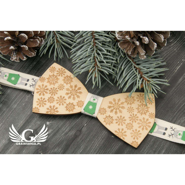 Christmas Laser Engraved Bow Tie - Snowflakes 2 - MDR038