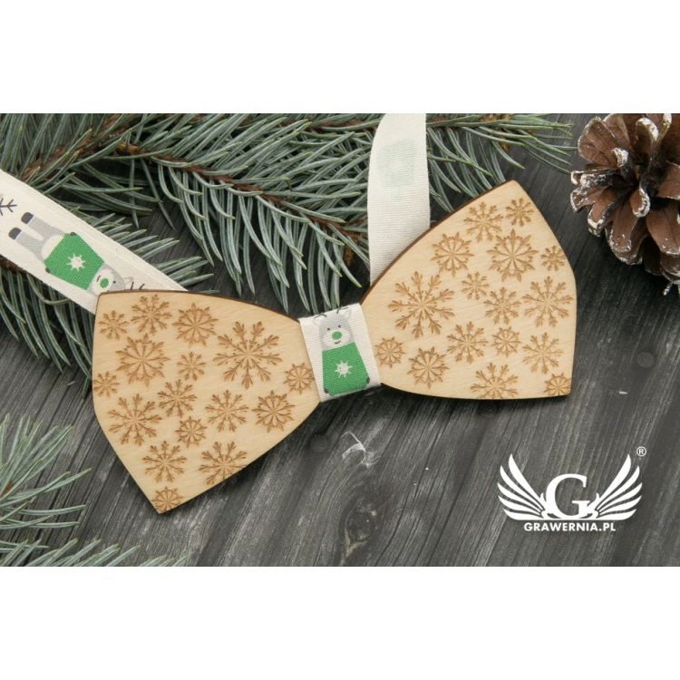 Christmas Laser Engraved Bow Tie - Snowflakes 2 - MDR038