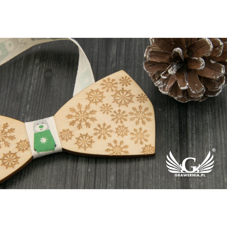 Christmas Laser Engraved Bow Tie - Snowflakes 2 - MDR038