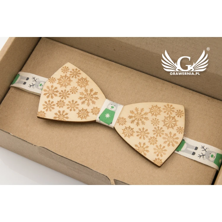 Christmas Laser Engraved Bow Tie - Snowflakes 2 - MDR038