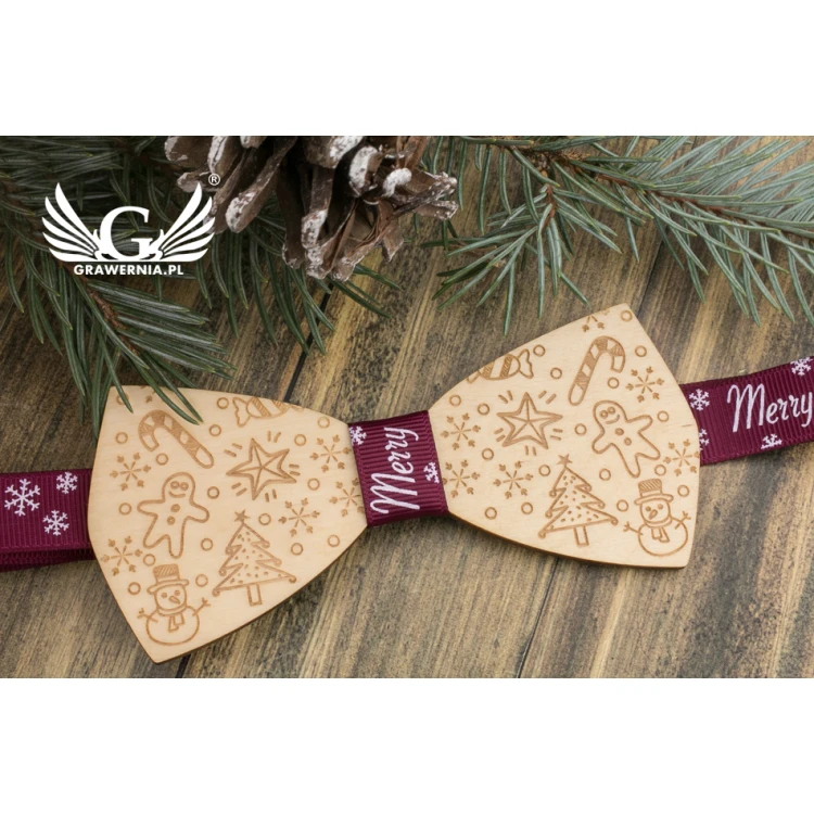 Christmas Laser Engraved Bow Tie - Winter - MDR039