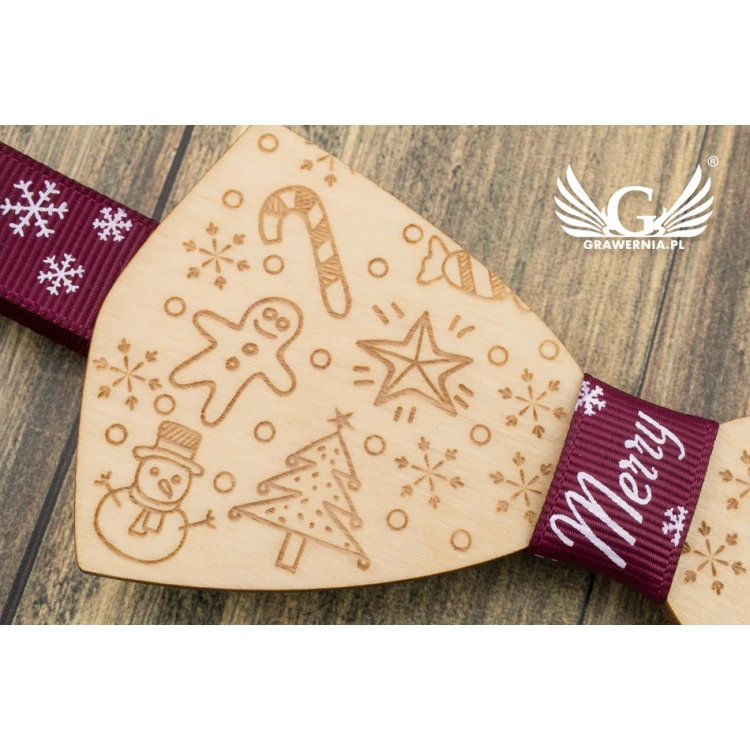 Christmas Laser Engraved Bow Tie - Winter - MDR039