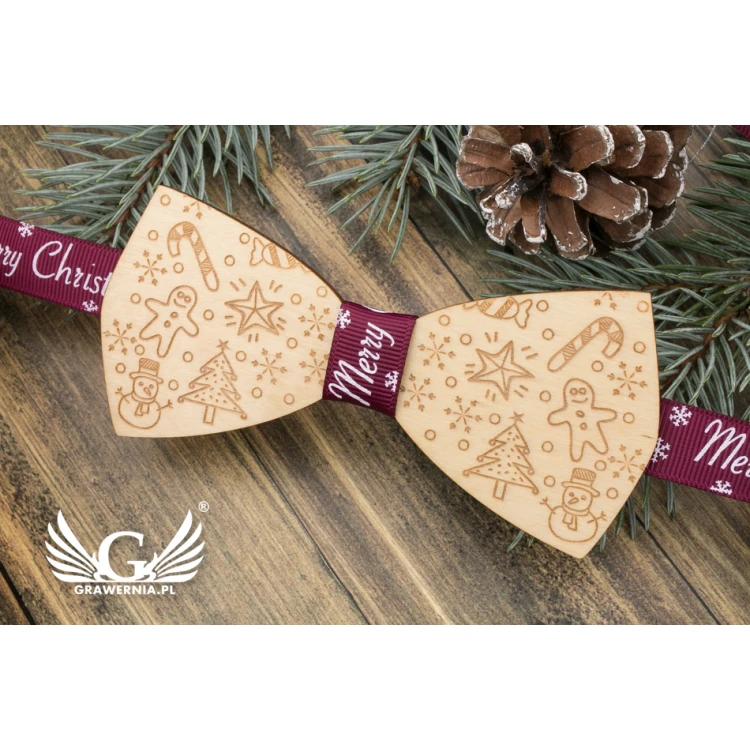 Christmas Laser Engraved Bow Tie - Winter - MDR039