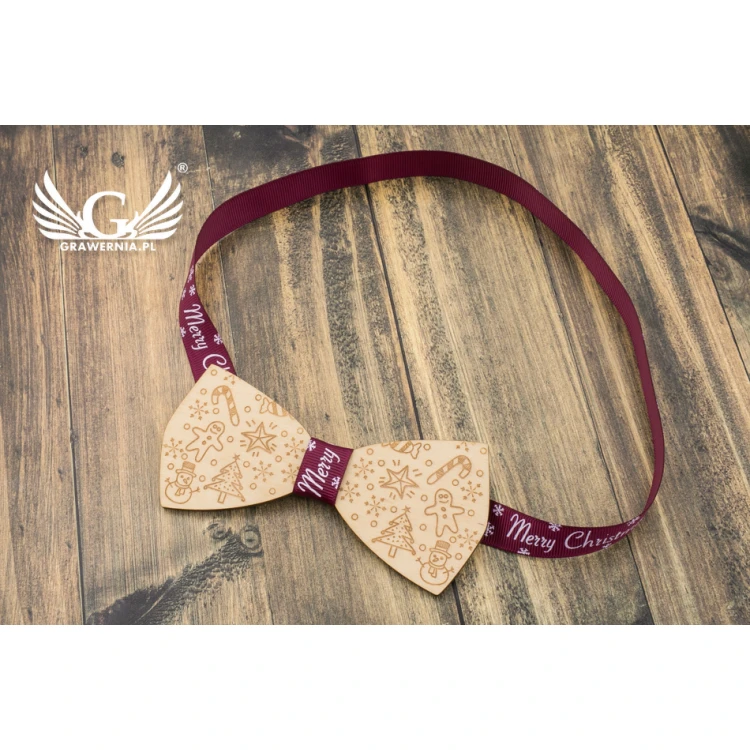 Christmas Laser Engraved Bow Tie - Winter - MDR039