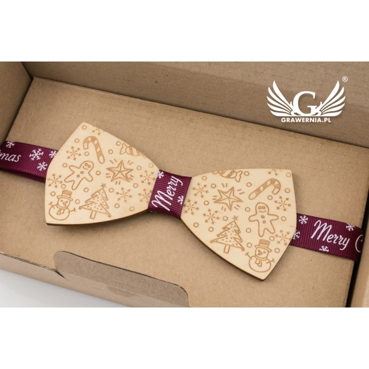 Christmas Laser Engraved Bow Tie - Winter - MDR039