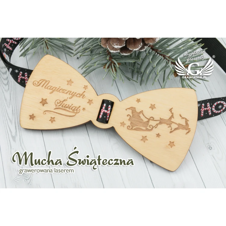 Christmas Laser Engraved Bow Tie - Magical Christmas - MDR040