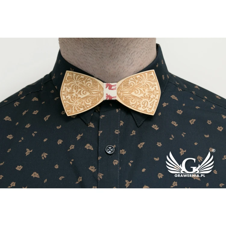 Christmas Laser Engraved Bow Tie - Leaves - MDR036